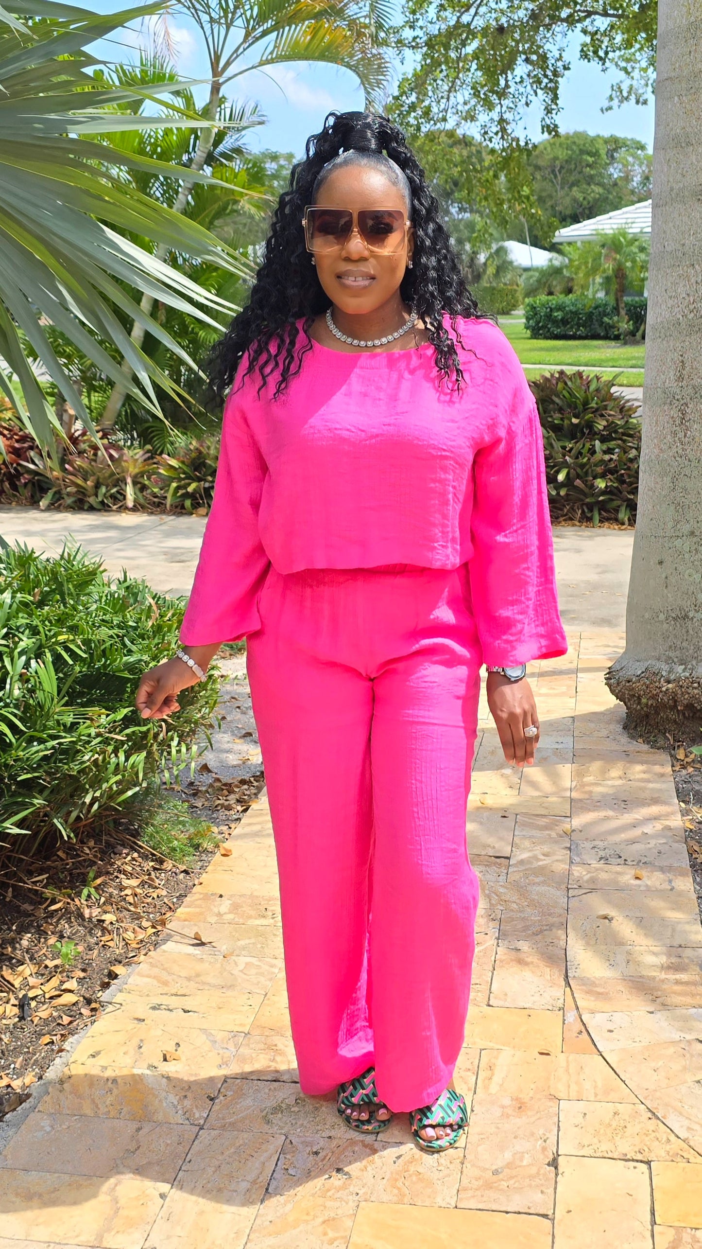 STYLE AND SOUL LINEN SET - FUCHSIA