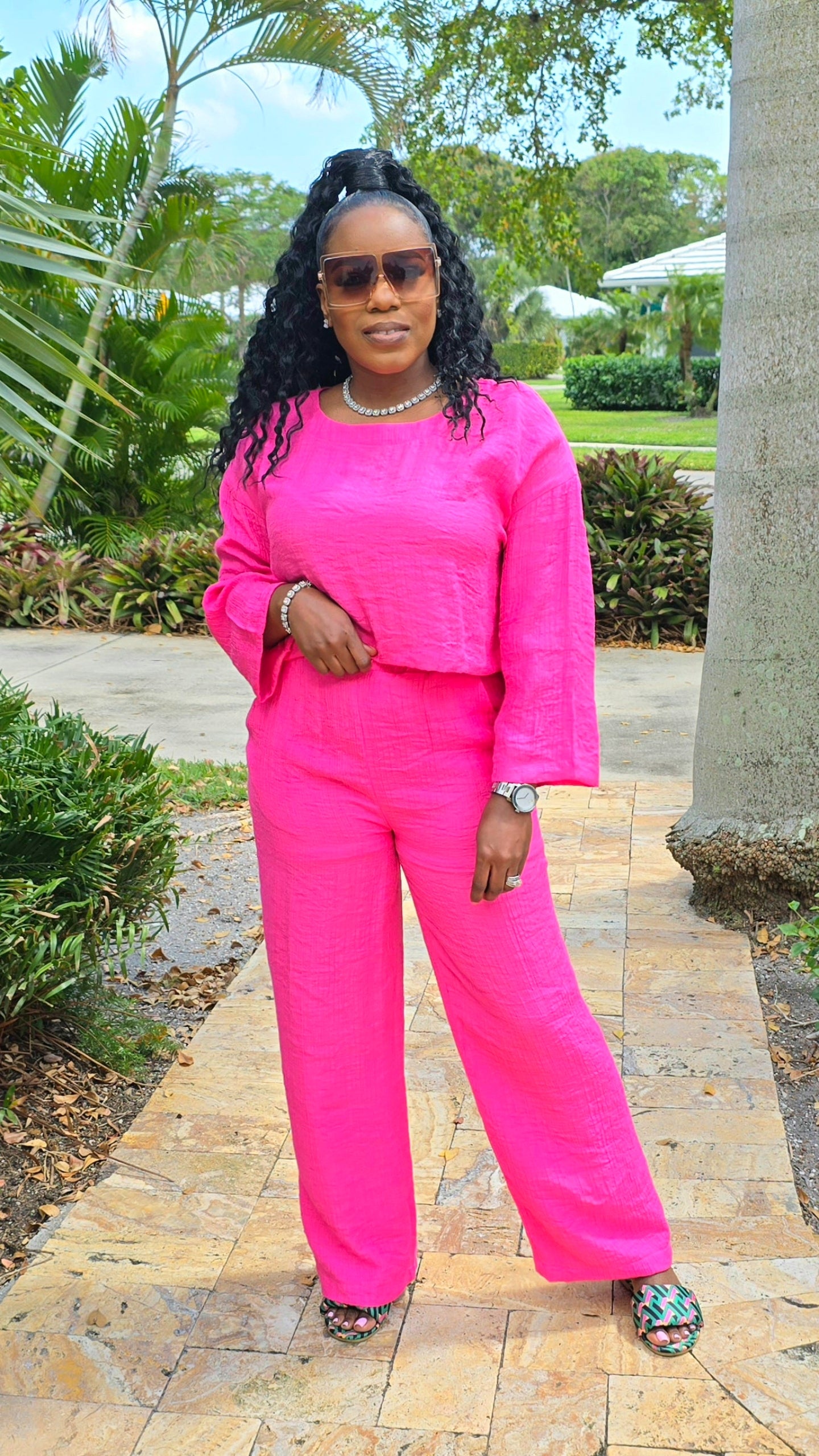 STYLE AND SOUL LINEN SET - FUCHSIA